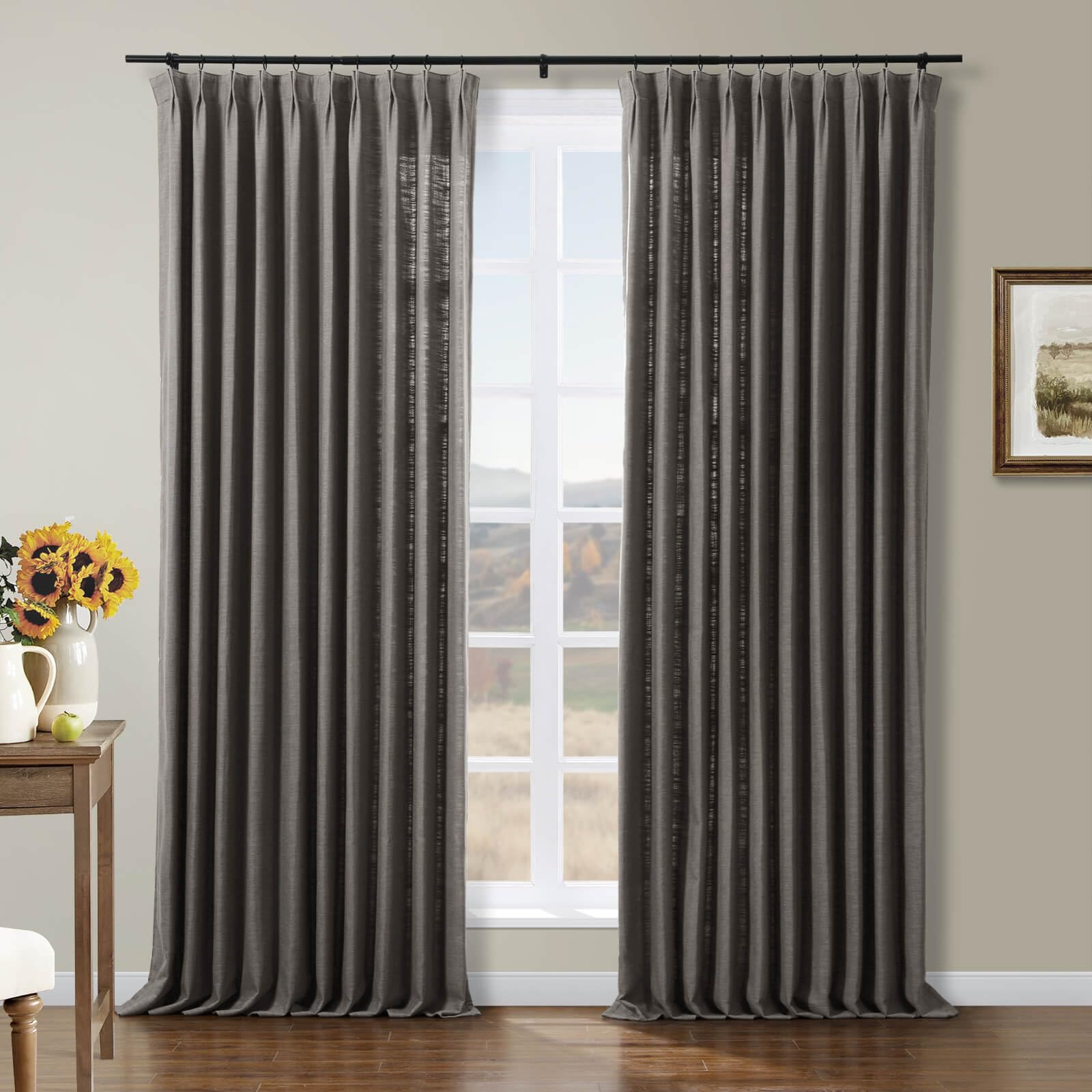 Amazon｜Drapifytex 幅84インチ x 長さ84インチ フェイクリネン ピンチ